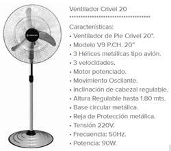 VENTILADOR PIE   20' 3 VELOCIDADES OSCILANTE V 9