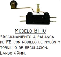 MICROCONTACTO BI-10 A PALANCA C/RODILLO NYLON CONEX.TORNILLO