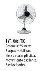 VENTILADOR DE MESA 17' 3 VELOCIDADES OSCILANTE T33