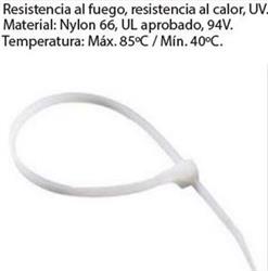 PRECINTO DE NYLON 7.6MM X 550MM - BLANCO X 50 UNI PN76-550B