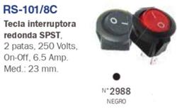 INTERRUPTOR TECLA REDONDA  220V 6,5A NEGRO