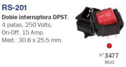 INTERRUPTOR DOBLE TECLA CUADRADO 220V 15A ROJO