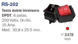 INVERSOR DOBLE TECLA CUADRADO 220V 15A ROJO