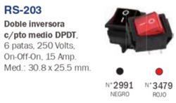 INTERRUPTOR DOBLE TECLA PTO. MEDIO 220V 15A NEGRO