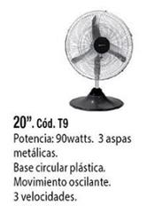 VENTILADOR DE MESA 20' 3 VELOCIDADES OSCILANTE T 9