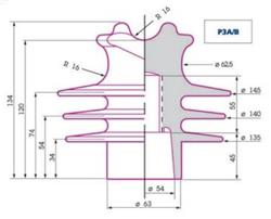 AISL.POLIETILENO 15kV 3 ALETAS P3A p/PERNO MN411 