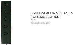 *ZAPATILLA NORMALIZADA 5 TOMAS C/TERMICA 2 MTS GRIS