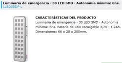 LUZ EMERGENCIA  30 LEDS    AUT. 6HS