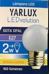 LAMPARA LED GOTA 2 W CALIDA E27 - OPAL