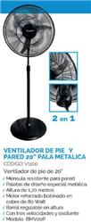 VENTILADOR PIE   20' 3 VEL OSCILANTE 80W PALA.META