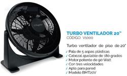 *TURBO VENTILADOR 20' 3 VEL. 5 PALAS 90W-APTO PARED