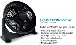 TURBO VENTILADOR 20' 3 VEL. 5 PALAS 90W-APTO PARED