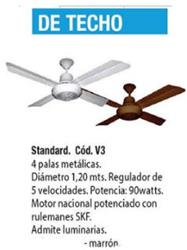 VENTILADOR TECHO STANDARD MARRON CHAPA S/LUZ