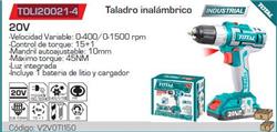 TALADRO INALAMBRICO 10MM 20V 1500RPM TDLI20021-4