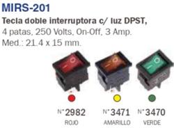 TECLA MINIATURA 2 INTERRUPTOR LUM 4P.220/3A ROJA