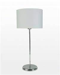 LAMPARA DE MESA 177 CAÑO CROMO CON COLOR BLANCO Y PANTALLA BLANCA E27
