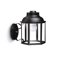 FAROL HEXAGONAL CHAPA NEGRO CON BASE CRUCETA E27