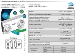 CENTRAL+2FARO 14W LED+BAT. LITIO AUT.3Hs 8014WLED