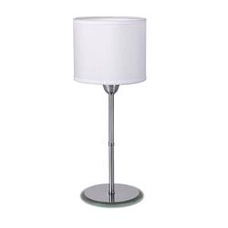 LAMPARA DE MESA VICTORIA NIQUEL CON PANTALLA CILINDRICA BLANCA 1 LUZ E27