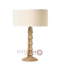 LAMPARA DE MESA BASE MADERA TORNEADA CON PANTALLA 