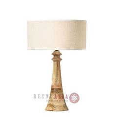 LAMPARA DE MESA BASE MADERA CON PANTALLA ARPILLERA