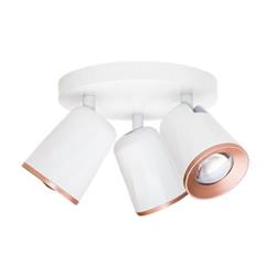 PLAFÓN TABITHA 3 LUCES BLANCO CON DETALLE COBRE LE
