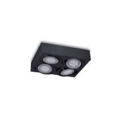 PLAFON LAGUNA CUADRADO NEGRO 4LUCES AR111