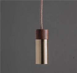 COLGANTE BIS SIMPLE BRONCE CON DETALLE EN MADERA INCLUYE LAMPARA LED GU10