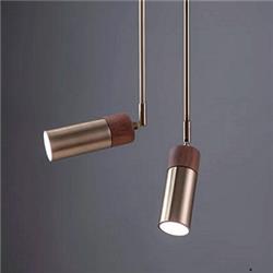 COLGANTE SPOT BIS BRONCE DETALLE EN MADERA BARRAL 40CM INCLUYE LAMPARA LED GU10