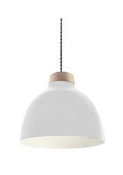 COLGANTE NORDIC ALUMINIO PINTADO BLANCO CUELLO EN MADERA E27 25X25
