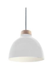 COLGANTE NORDIC ALUMINIO PINTADO BLANCO CUELLO EN MADERA E27 25X25