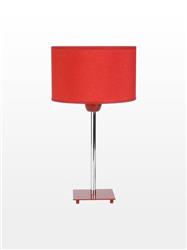 LAMPARA DE MESA 100 BAJO COMBINADO CROMO CON PANTALLA Y BASE CUADRADA ROJA E27