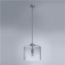 COLGANTE TUBE-L VIDRIO TRANSPARENTE CON HERRAJE EN PLATIL E27