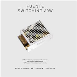 FUENTE SWITCHING 5Amp 60W 12V IP20 PF0.6 (NO DIMERIZABLE)