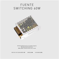 FUENTE SWITCHING 12V 5A 60W CHAPA IP20