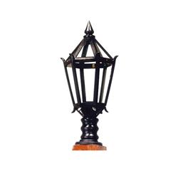 CABEZAL FAROL 60/P ALUMINIO NEGRO CON BASE PARA PILAR E27