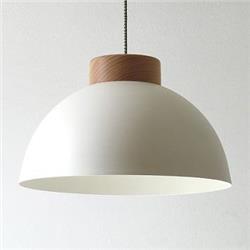 COLGANTE MOSCU TK38 BLANCO CON DETALLE EN MADERA HAYA E27