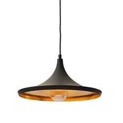 COLGANTE BEAT WIDE NEGRO MATE CON INTERIOR DORADO E27