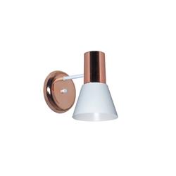 APLIQUE OSTENDE 1LUZ BLANCO-COBRE PANTALLA METALICA E27