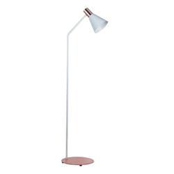 LAMPARA DE PIE OSTENDE BLANCO-COBRE PANTALLA METALICA E27 