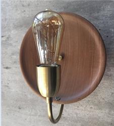 APLIQUE PLATO VINTAGE MADERA CON DETALLE EN BRONCE LAMPARA LED E27