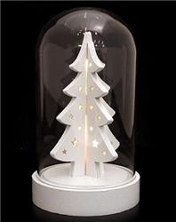 CAPSULA CRISTAL ARBOL CON ESTRELLA FACETADA CLANCO CON LUZ 