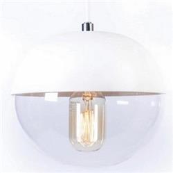 COLGANTE VIDRIO OPAL + 1/2 ESFERA BLANCO 15CM DIAMETRO E27