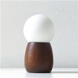 LAMPARA DE MESA TUNITO MZ MADERA ACABADO NOGAL CON TULIPA DE VIDRIO OPAL E27