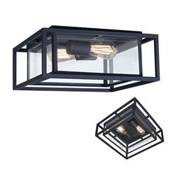 PLAFON 9009/B VINTAGE NEGRO DE CAÑO DE ACERO 2 LUCES E27