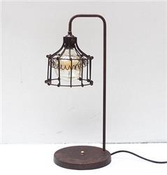 LAMPARA DE MESA TALLER RESORTE OXIDO E27