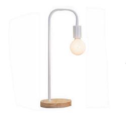 LAMPARA DE MESA JÁRICA BLANCO CON BASE DE MADERA E27