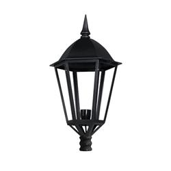 CABEZAL FAROL 1071/F ALUMINIO NEGRO E27 IP23 (PARA PUNTA DE CAÑO Ø76MM)