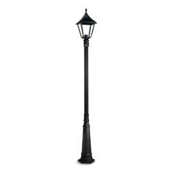 FAROLA 8581 ALUMINIO NEGRO CON COLUMNA MODELO N VIDRIO TRANSPARENTE E40