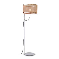LAMPARA DE PIE PILAR BLANCA CON PANTALLA COBRE E27